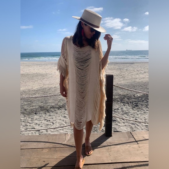 swimsuit cover up handmade in Tulum Maxi Beach Cover Up boho thrifts + threads - Picture 5 of 7